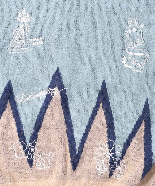 ScoLar Parity（スカラーパリティ）の「353128：落書き調Parityキャラジャガードニットプルオーバー（Tシャツ/カットソー・レディース・ブルー/ブラック・M）」の11枚目の写真