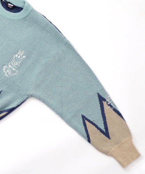 ScoLar Parity（スカラーパリティ）の「353128：落書き調Parityキャラジャガードニットプルオーバー（Tシャツ/カットソー・レディース・ブルー/ブラック・M）」の3枚目の写真