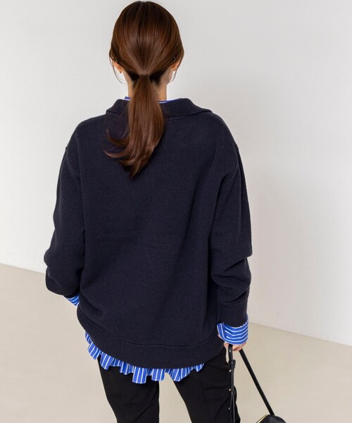 Rie Miller（リエミラー）の「《手洗い可能》ハーフZIPプルオーバー（ニット/セーター・レディース・ネイビー/ベージュ/チャコールグレー・38）」の10枚目の写真