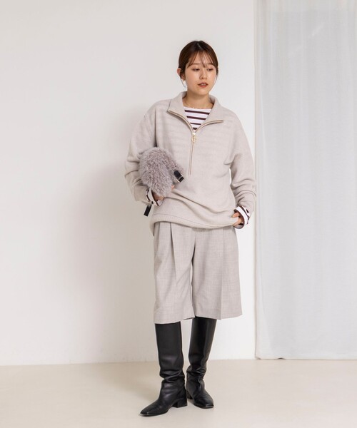 Rie Miller（リエミラー）の「《手洗い可能》ハーフZIPプルオーバー（ニット/セーター・レディース・ネイビー/ベージュ/チャコールグレー・38）」の11枚目の写真