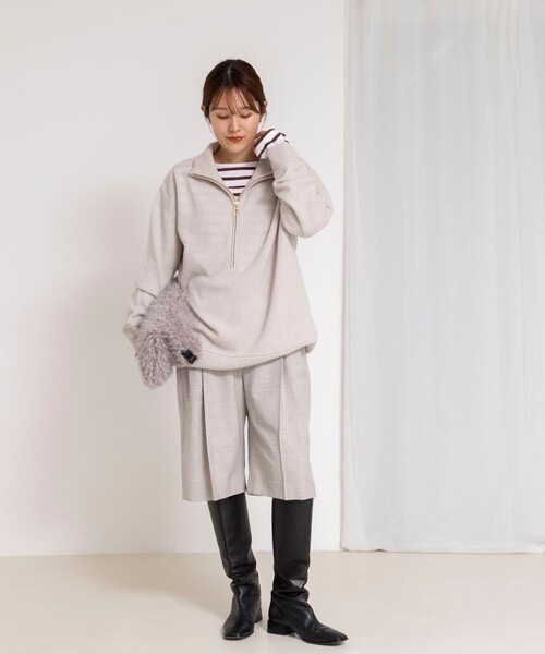 Rie Miller（リエミラー）の「《手洗い可能》ハーフZIPプルオーバー（ニット/セーター・レディース・ネイビー/ベージュ/チャコールグレー・38）」の14枚目の写真