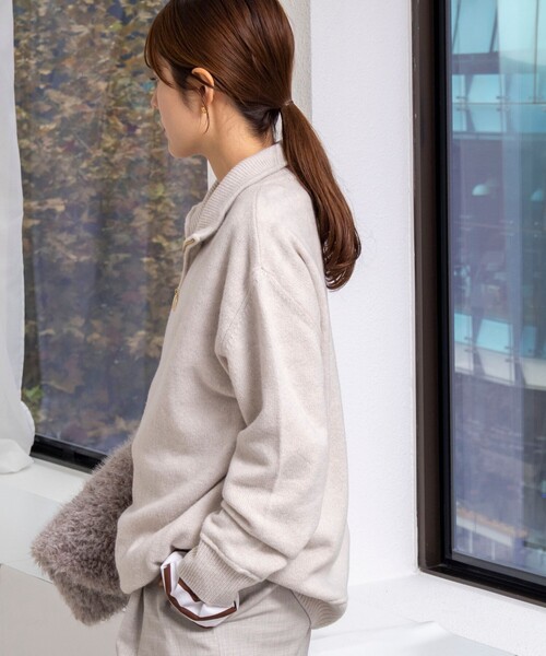 Rie Miller（リエミラー）の「《手洗い可能》ハーフZIPプルオーバー（ニット/セーター・レディース・ネイビー/ベージュ/チャコールグレー・38）」の16枚目の写真