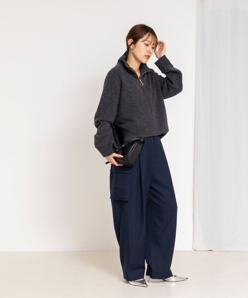 Rie Miller（リエミラー）の「《手洗い可能》ハーフZIPプルオーバー（ニット/セーター・レディース・ネイビー/ベージュ/チャコールグレー・38）」の18枚目の写真