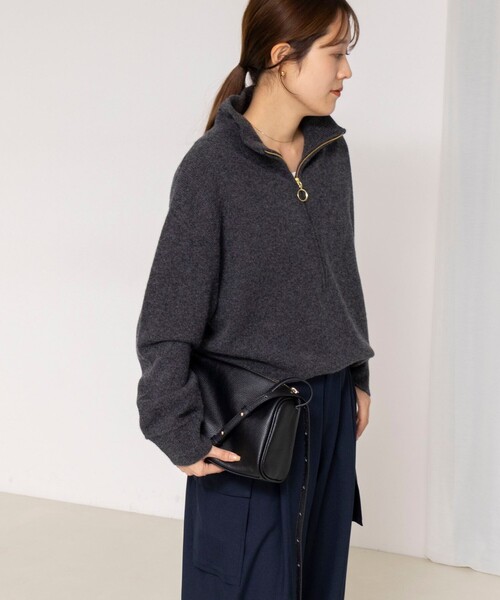 Rie Miller（リエミラー）の「《手洗い可能》ハーフZIPプルオーバー（ニット/セーター・レディース・ネイビー/ベージュ/チャコールグレー・38）」の22枚目の写真