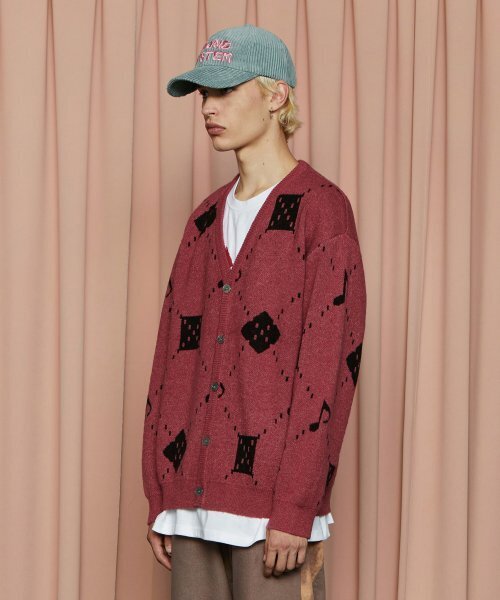UNALLOYED(アナロイド)の「ミュージックアーガイルカーディガン / ピンク(カーディガン/ボレロ・メンズ・その他・MEDIUM/LARGE)」の2枚目の写真