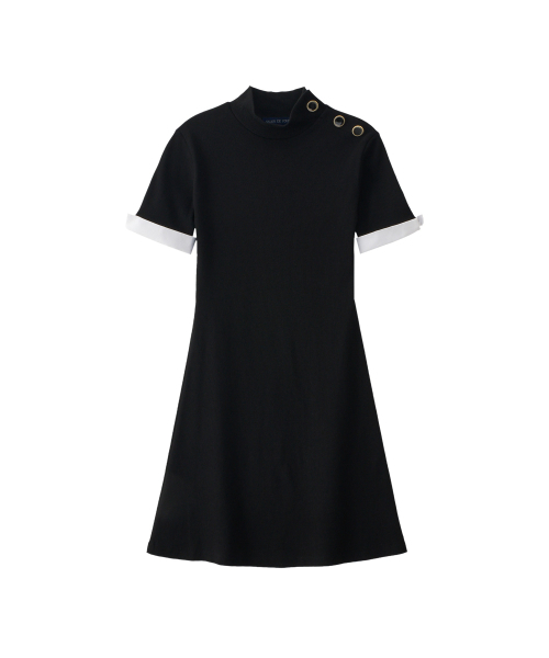 SALON DE YOHN(サロンドヨーン)の「Button Point Short Sleeve Mini Dress_ Black(ワンピース・レディース・その他・SMALL/MEDIUM)」の4枚目の写真