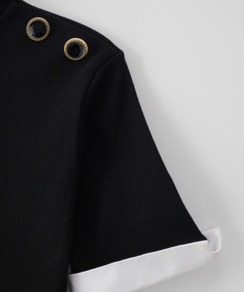 SALON DE YOHN(サロンドヨーン)の「Button Point Short Sleeve Mini Dress_ Black(ワンピース・レディース・その他・SMALL/MEDIUM)」の5枚目の写真