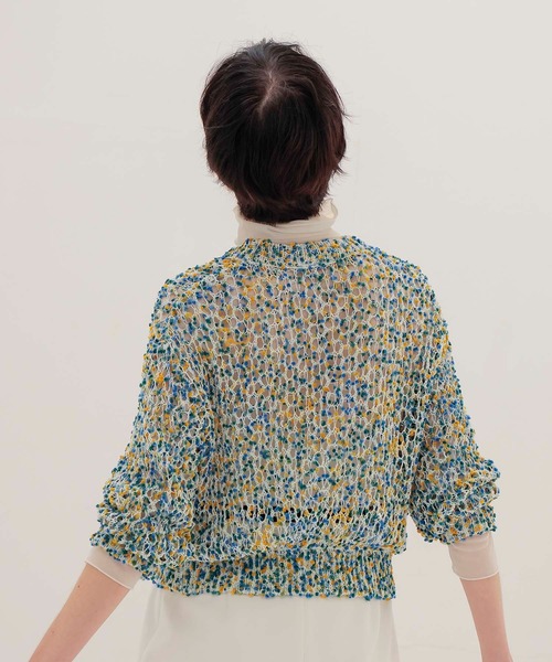 DRESSLAVE（ドレスレイブ）の「ponpon mesh cardigan(ポップコーンメッシュカーディガン)（カーディガン/ボレロ・レディース・ブルー/パープル・38）」の4枚目の写真