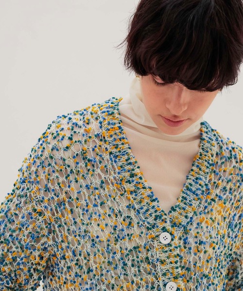 DRESSLAVE（ドレスレイブ）の「ponpon mesh cardigan(ポップコーンメッシュカーディガン)（カーディガン/ボレロ・レディース・ブルー/パープル・38）」の5枚目の写真