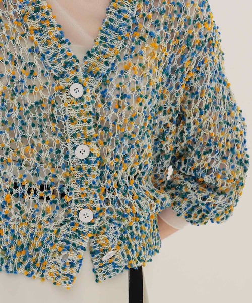 DRESSLAVE（ドレスレイブ）の「ponpon mesh cardigan(ポップコーンメッシュカーディガン)（カーディガン/ボレロ・レディース・ブルー/パープル・38）」の6枚目の写真