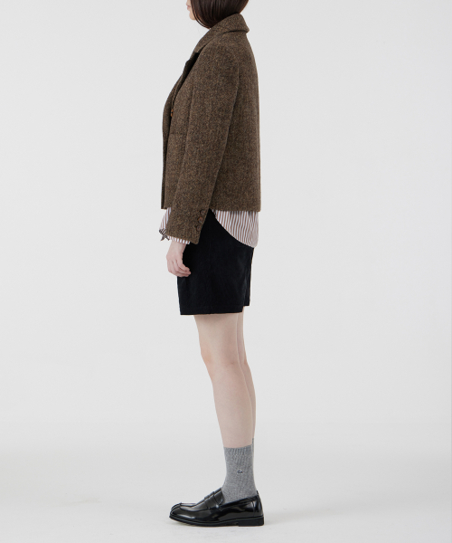 VOYONN(ボヨン)の「ショートヘリンボーンダブルジャケットブラウン(テーラードジャケット・レディース・ブラウン・LARGE/MEDIUM)」の5枚目の写真