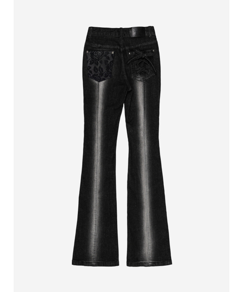 DARLING, YOU'RE BAD(ダーリンユーアーバッド)の「CORSET HIGHLIGHT BOOTS CUT DENIM #NOIR(デニムパンツ・レディース・その他・SMALL/MEDIUM)」の1枚目の写真
