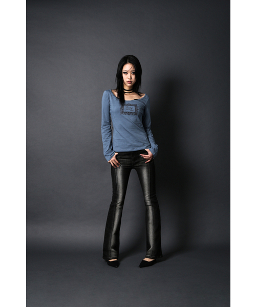 DARLING, YOU'RE BAD(ダーリンユーアーバッド)の「CORSET HIGHLIGHT BOOTS CUT DENIM #NOIR(デニムパンツ・レディース・その他・SMALL/MEDIUM)」の6枚目の写真