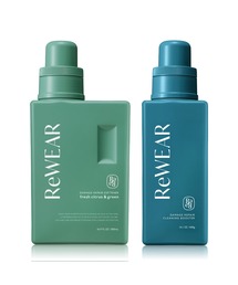 ReWEAR（リウェア）の「ReWEAR リウェア 再生クリーニングブースター 柔軟剤 2点セット 再生 漂白剤 衣類用洗剤 酵素系漂白剤 部分汚れ 黄ばみ 毛玉・毛羽立ち除去（ランドリーグッズ）」