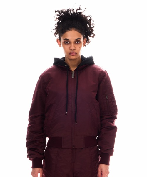 BEEDEN(ビーデン)の「OVER HOODED NYLON MA-1(MA-1・レディース・レッド/カーキ・FREE)」の2枚目の写真