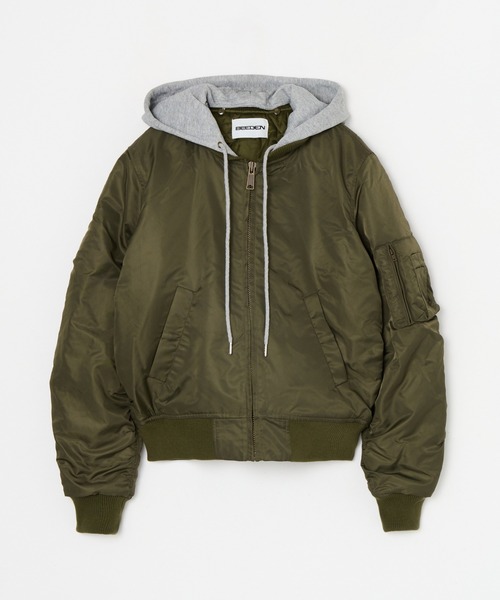 BEEDEN(ビーデン)の「OVER HOODED NYLON MA-1(MA-1・レディース・レッド/カーキ・FREE)」の9枚目の写真