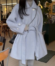 襟付きミドル丈メルトンコート