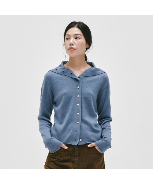 YURT(ユルト)の「CASHMERE WOOL HIGHNECK CARDIGAN_6color(ニット/セーター・レディース・ライトブルー/インディゴブルー/サンドベージュ/ライトピンク/ライトベージュ/チャコール・FREE)」の1枚目の写真