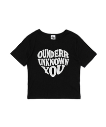 ハートレタリングクロップ半袖Tシャツ(ブラック)