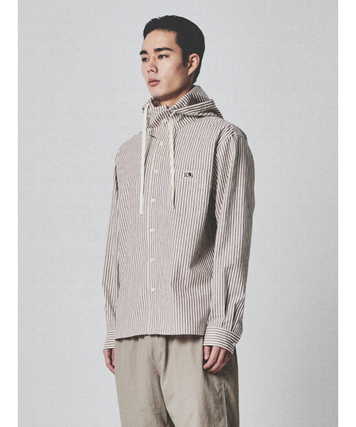 KIJUN MEN(キジュンメンズ)の「Stripe Hoodie Shirt Brown Stripe(シャツ/ブラウス・メンズ・その他・LARGE/X-LARGE)」の5枚目の写真