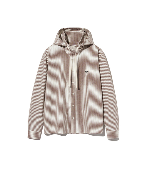KIJUN MEN(キジュンメンズ)の「Stripe Hoodie Shirt Brown Stripe(シャツ/ブラウス・メンズ・その他・LARGE/X-LARGE)」の2枚目の写真