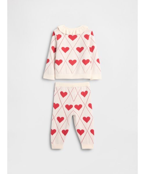 GAP（ギャップ）の「ラッフルフリル襟 ニットカーディガン コーデセット (ベビー)（カーディガン/ボレロ・キッズ・ホワイト×レッド・70cm/80ｃｍ/90cm/60cm）」の2枚目の写真