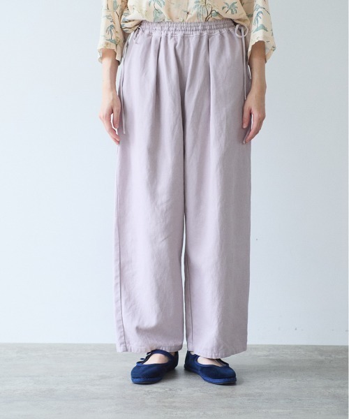 yuni（ユニ　）の「強撚organic cotton hemp drawstrings cocoon パンツ（その他パンツ・レディース・ブラック/ライラック/ベージュ・FREE）」の2枚目の写真
