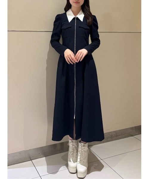 REDYAZEL(レディアゼル)の「フロントZIPバイカラーロングワンピース(ワンピース・レディース・ネイビー/ラベンダー/ブルー・MEDIUM/SMALL)」の8枚目の写真