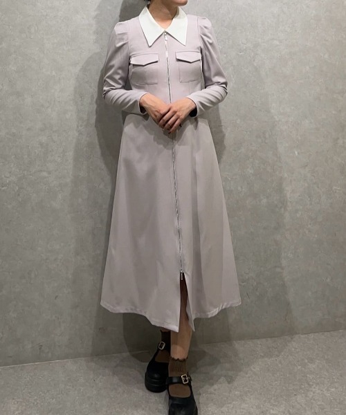 REDYAZEL(レディアゼル)の「フロントZIPバイカラーロングワンピース(ワンピース・レディース・ネイビー/ラベンダー/ブルー・MEDIUM/SMALL)」の12枚目の写真