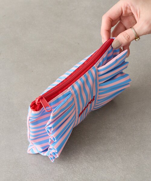 BIRTHDAY BAR（バースデイバー）の「ストライプコットンポーチM（ポーチ・レディース・ブルー/ピンク・0）」の5枚目の写真