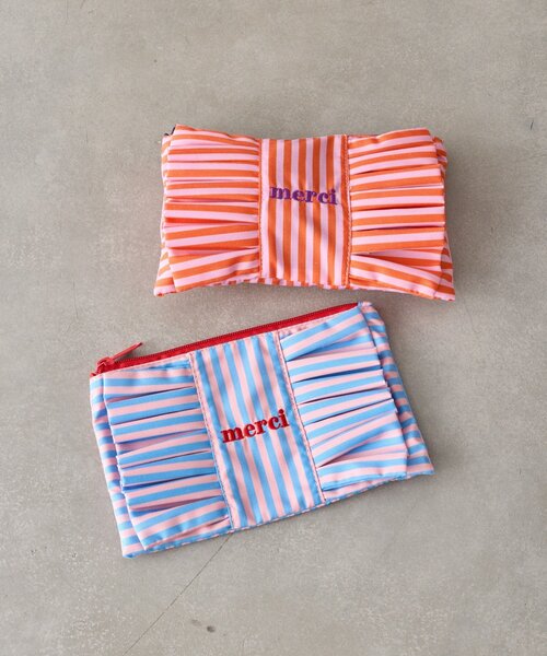 BIRTHDAY BAR（バースデイバー）の「ストライプコットンポーチM（ポーチ・レディース・ブルー/ピンク・0）」の7枚目の写真