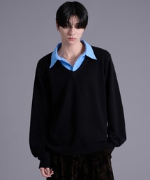 Ellno Loset | シャツレイヤードフウVニット(ニット/セーター)