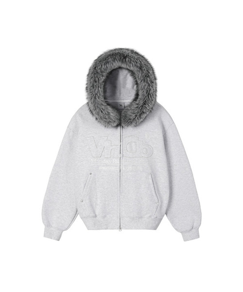 VENHIT(ベンヒット)の「MRTアプリケファーフードジップアップホワイトメランジ(パーカー・レディース・ホワイト・SMALL/MEDIUM/LARGE)」の1枚目の写真