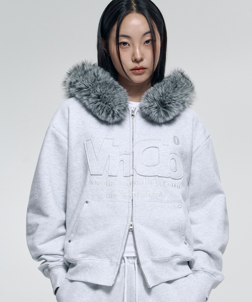 VENHIT(ベンヒット)の「MRTアプリケファーフードジップアップホワイトメランジ(パーカー・レディース・ホワイト・SMALL/MEDIUM/LARGE)」の2枚目の写真