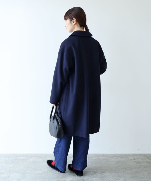 bulle de savon(ビュルデサボン)の「△super100 ビーバー ステンカラーコート(ステンカラーコート・レディース・ネイビー・FREE)」の7枚目の写真