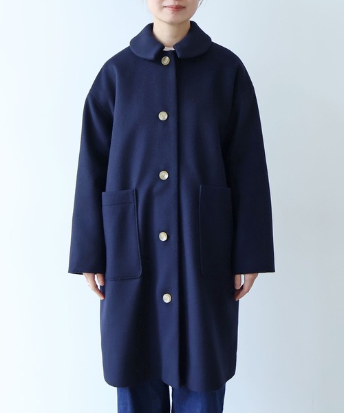 bulle de savon(ビュルデサボン)の「△super100 ビーバー ステンカラーコート(ステンカラーコート・レディース・ネイビー・FREE)」の10枚目の写真