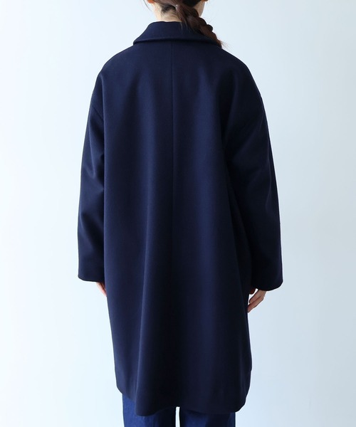 bulle de savon(ビュルデサボン)の「△super100 ビーバー ステンカラーコート(ステンカラーコート・レディース・ネイビー・FREE)」の11枚目の写真