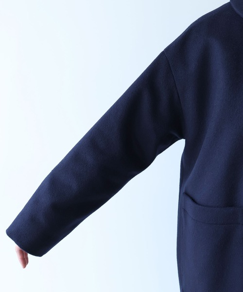 bulle de savon(ビュルデサボン)の「△super100 ビーバー ステンカラーコート(ステンカラーコート・レディース・ネイビー・FREE)」の14枚目の写真