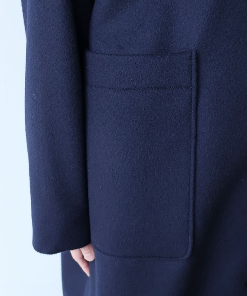 bulle de savon(ビュルデサボン)の「△super100 ビーバー ステンカラーコート(ステンカラーコート・レディース・ネイビー・FREE)」の16枚目の写真