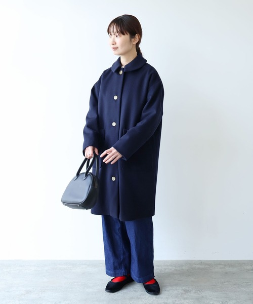 bulle de savon(ビュルデサボン)の「△super100 ビーバー ステンカラーコート(ステンカラーコート・レディース・ネイビー・FREE)」の2枚目の写真