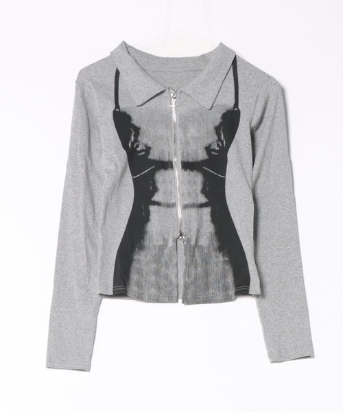 ViViDAY(ビビデー)の「キャミ柄ジップアップニットカーディガン(カーディガン/ボレロ・レディース・ホワイト/ブラック/グレー・M)」の21枚目の写真
