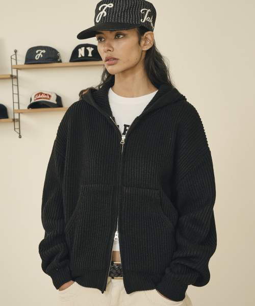 TAKEASY(テイクイージー)の「ウールクロップニットフード集業(ブラック)(ニット/セーター・メンズ・その他・LARGE/MEDIUM/SMALL)」の1枚目の写真