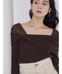 LAGUNAMOON | チュールコンビオフショルニットプルオーバー(ニット/セーター)