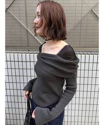 LAGUNAMOON | チュールコンビオフショルニットプルオーバー(ニット/セーター)