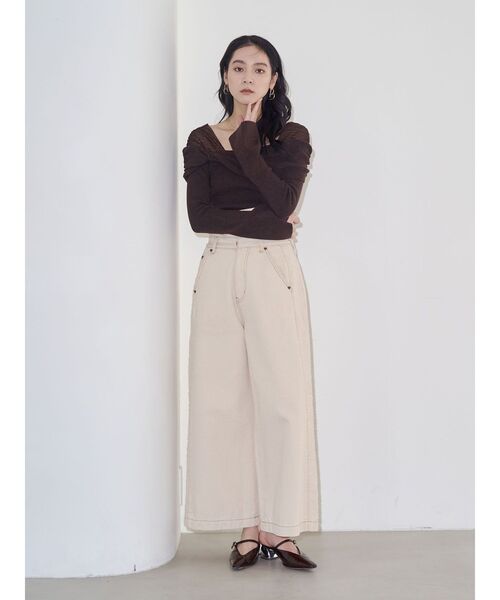 LAGUNAMOON(ラグナムーン)の「チュールコンビオフショルニットプルオーバー(ニット/セーター・レディース・アイボリー/ブラック/ブラウン・FREE)」の12枚目の写真