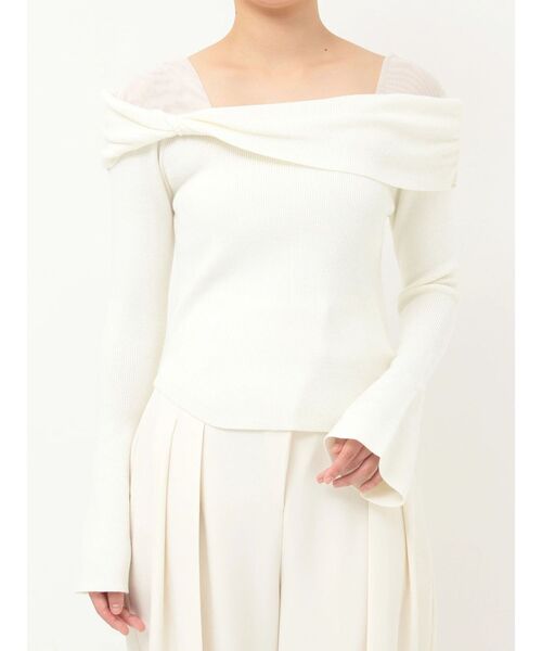 LAGUNAMOON(ラグナムーン)の「チュールコンビオフショルニットプルオーバー(ニット/セーター・レディース・アイボリー/ブラック/ブラウン・FREE)」の4枚目の写真