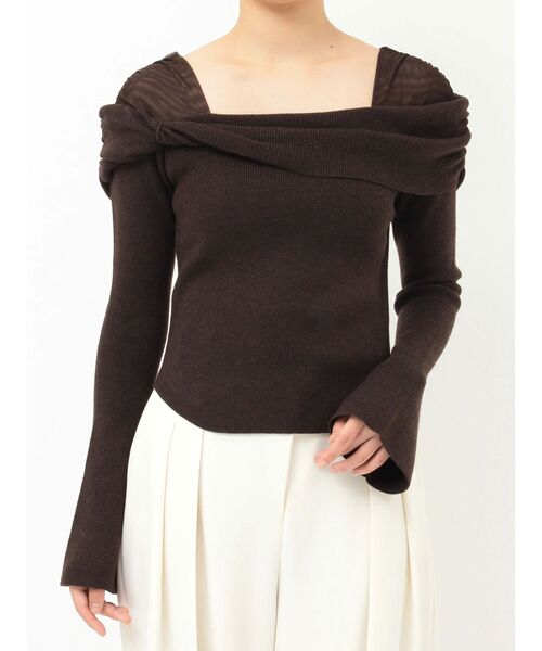 LAGUNAMOON(ラグナムーン)の「チュールコンビオフショルニットプルオーバー(ニット/セーター・レディース・アイボリー/ブラック/ブラウン・FREE)」の6枚目の写真