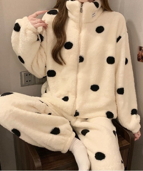 WEGO（ウィゴー）の「WEGO/ドット柄もこもこジップルームウェア上下セット（ルームウェア/パジャマ・レディース・その他1・LARGE/MEDIUM）」の13枚目の写真