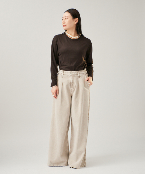 VERMEIL par iena(ヴェルメイユパーイエナ)の「WOOL JERSEY クルーネックロングスリーブプルオーバー(Tシャツ/カットソー・レディース・ネイビー/ボルドー/ブラウン・FREE)」の4枚目の写真