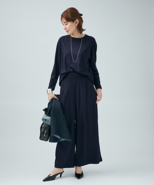 VERMEIL par iena(ヴェルメイユパーイエナ)の「WOOL JERSEY クルーネックロングスリーブプルオーバー(Tシャツ/カットソー・レディース・ネイビー/ボルドー/ブラウン・FREE)」の12枚目の写真